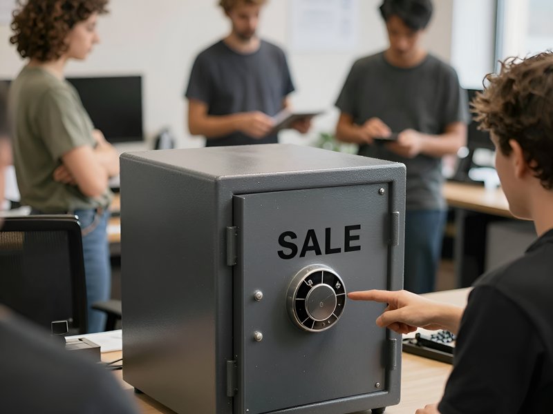 Процесс установки и проверки б/у сейфа специалистами компании Safe-M перед передачей клиенту